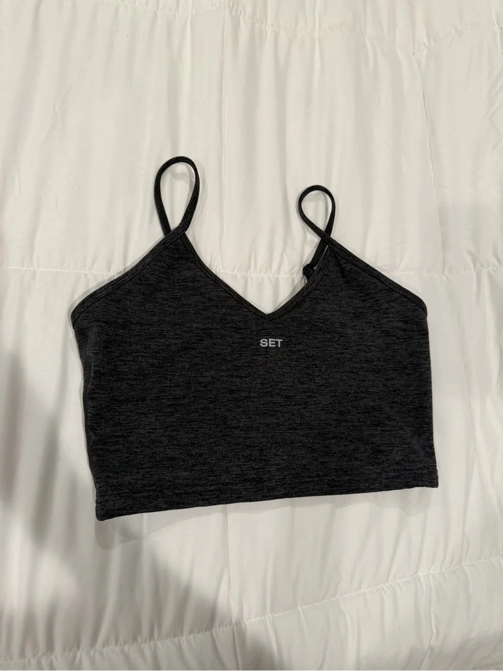 SET Black Heathered Cropped Cami - Picture 1 of 3